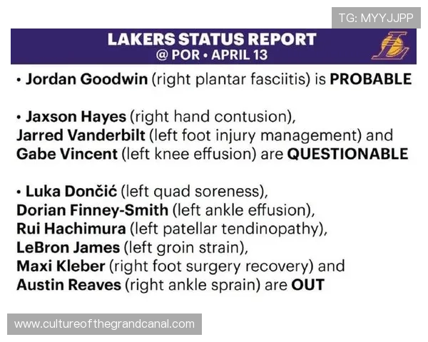 詹姆斯伤势更新与湖人队未来战术调整分析